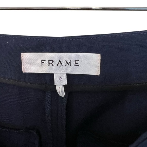 Frame Denim High Waist Wide Leg Trouser Pants Navy Blue 2 Contemporary Office - Picture 3 of 6